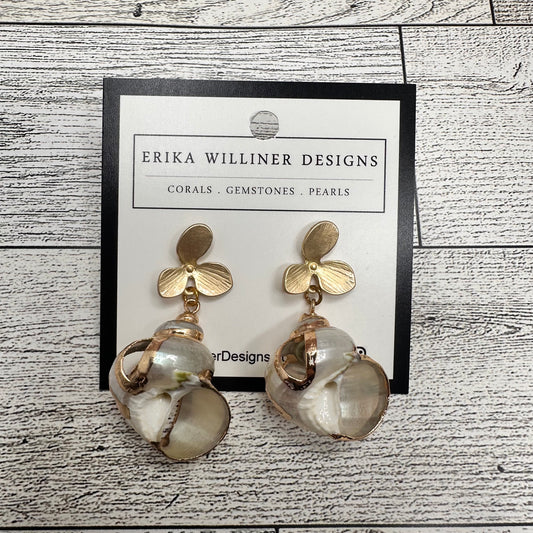 Hermit Crab Shell Earring with Flower Post | Erika Williner Designs