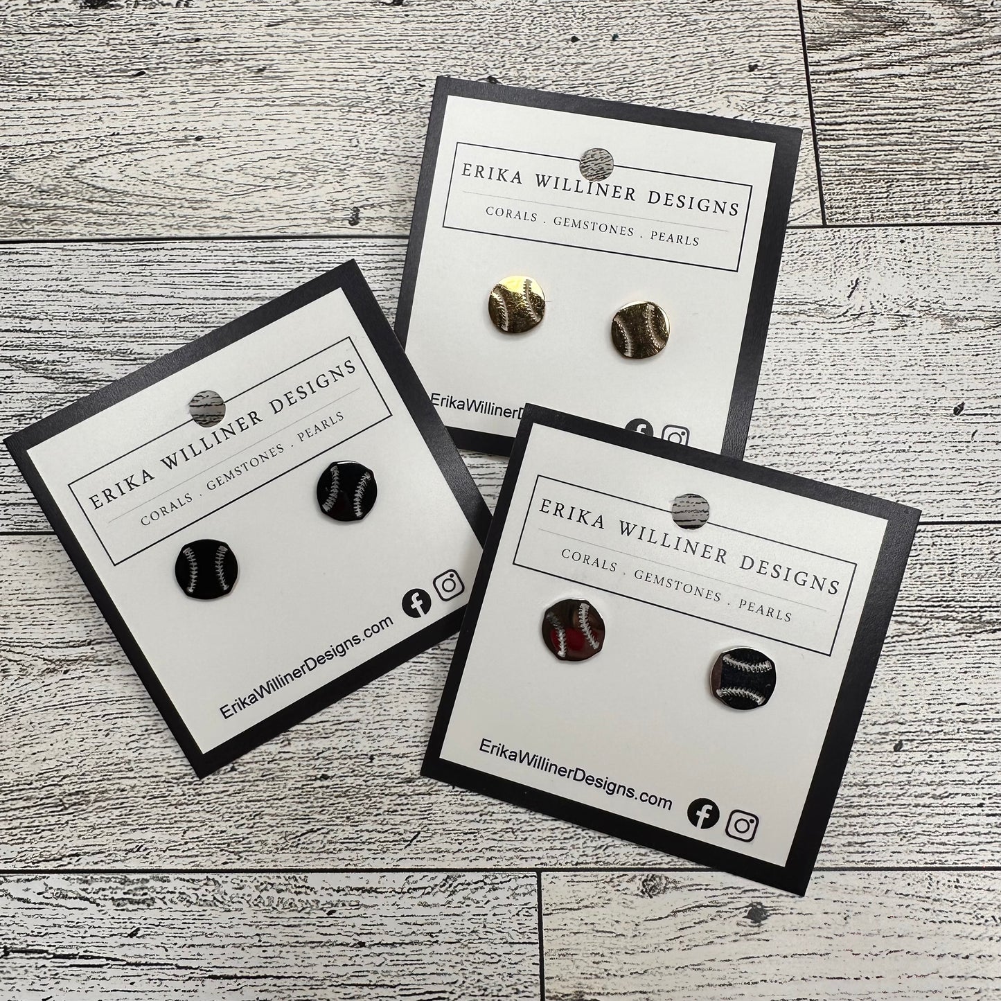 Stainless Steel Baseball stud | Erika Williner Designs