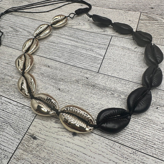 Gold and Black Cowry Shells Necklace | Erika Williner Designs