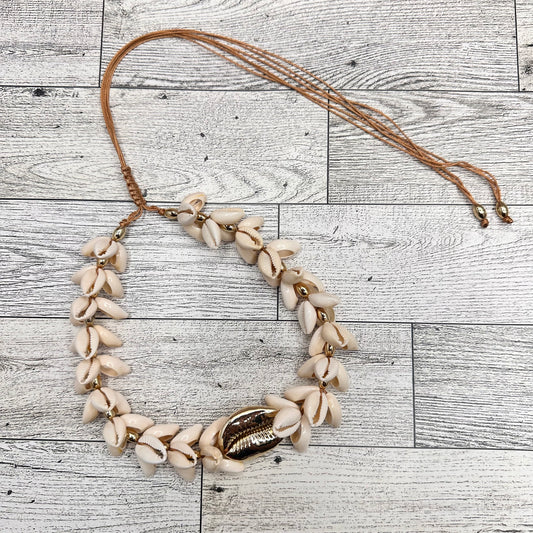 Cowry Shells with Gold Cowry Connector Necklace | Erika Williner Designs