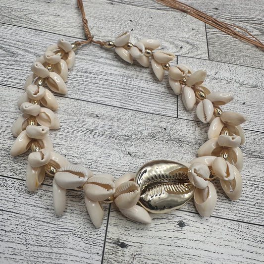 Cowry Shells with Gold Cowry Connector Necklace | Erika Williner Designs