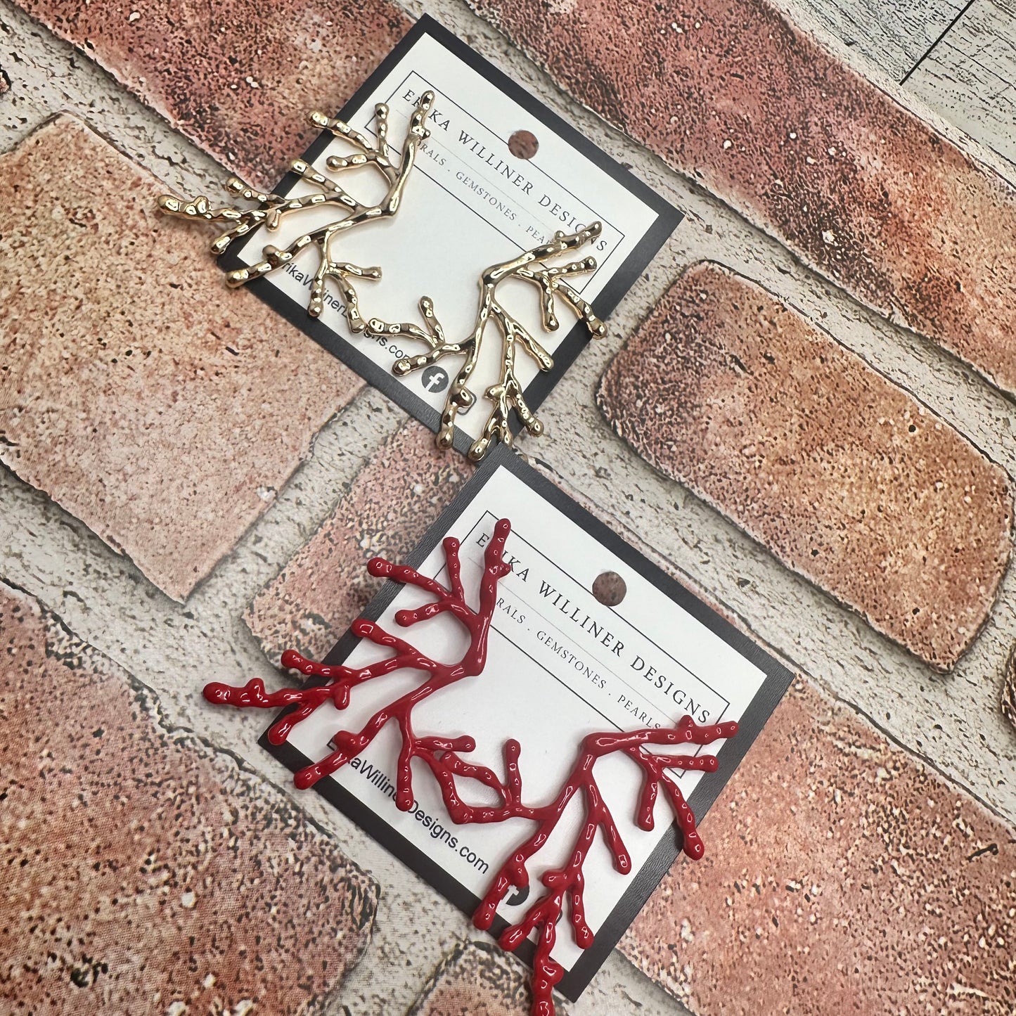 Enamel Coral Branches earrings | Erika Williner Designs