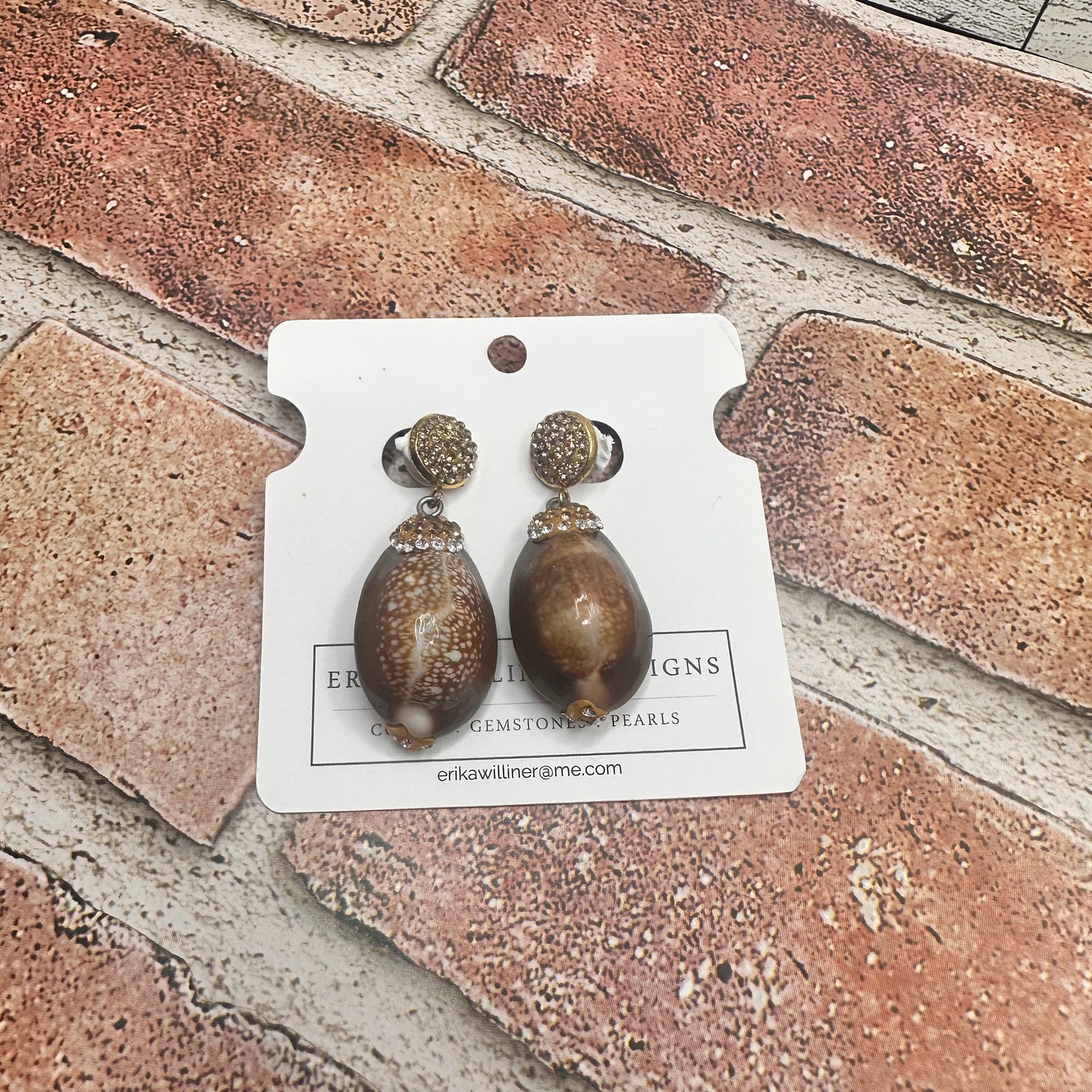 Embellished Pukka Shell earrings | Erika Williner Designs