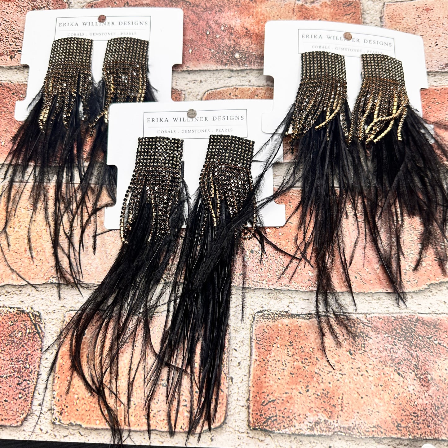 Feathers and Bling earrings | Erika Williner Designs