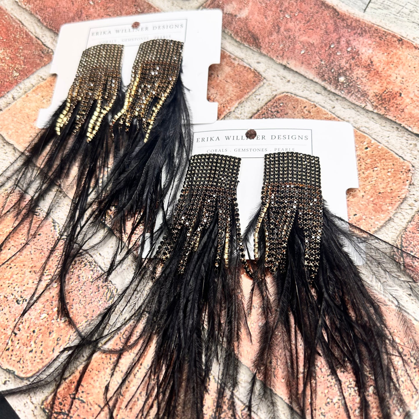 Feathers and Bling earrings | Erika Williner Designs