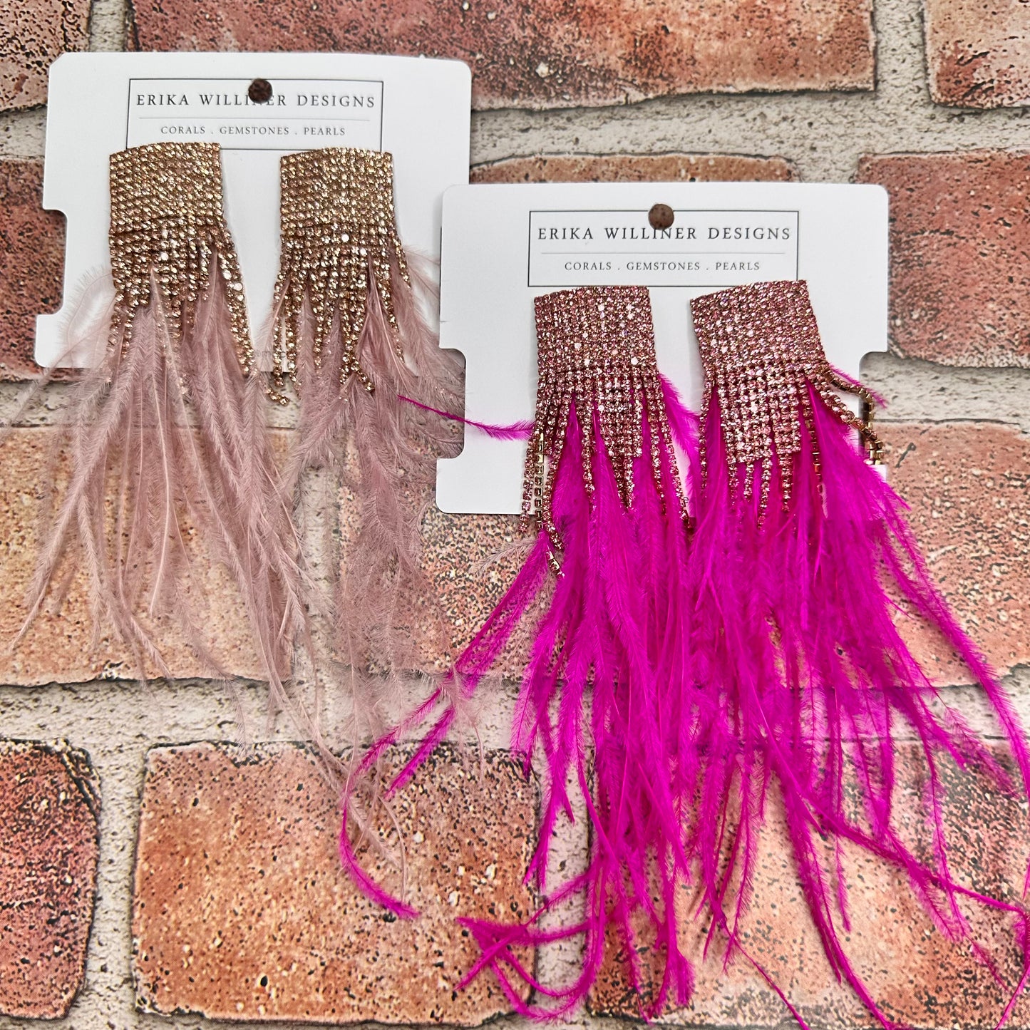 Feathers and Bling earrings | Erika Williner Designs