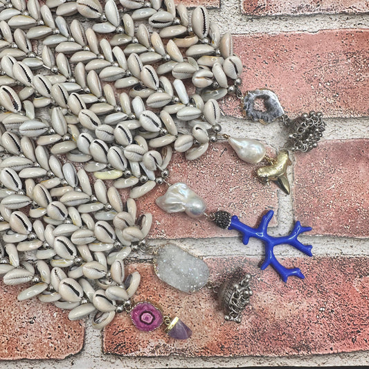 Cowry shell necklace with focal pendant Necklace | Erika Williner Designs