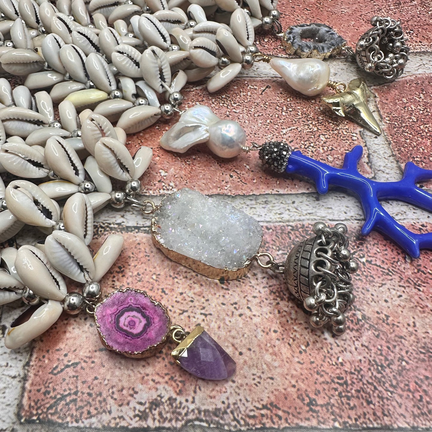 Cowry shell necklace with focal pendant Necklace | Erika Williner Designs