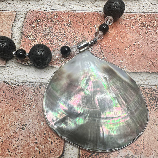 Abalone Shell Pendant with Lava rock necklace | Erika Williner Designs