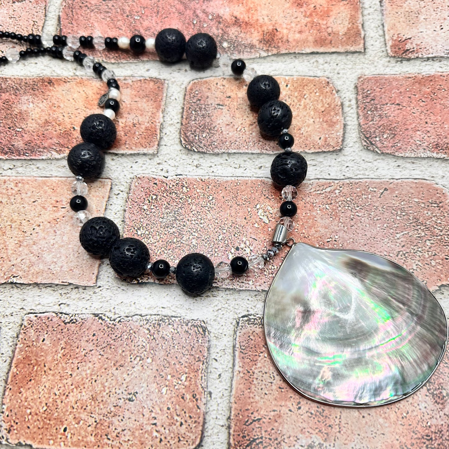 Abalone Shell Pendant with Lava rock necklace | Erika Williner Designs