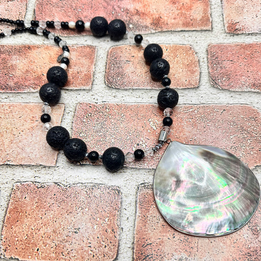 Abalone Shell Pendant with Lava rock necklace | Erika Williner Designs