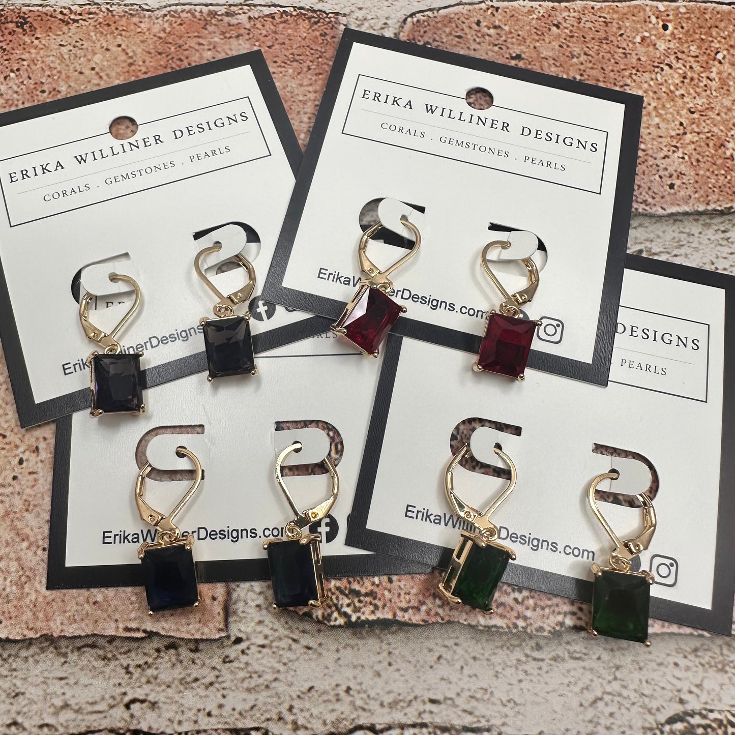 Drop rectangular gemstone earrings | Erika Williner Designs