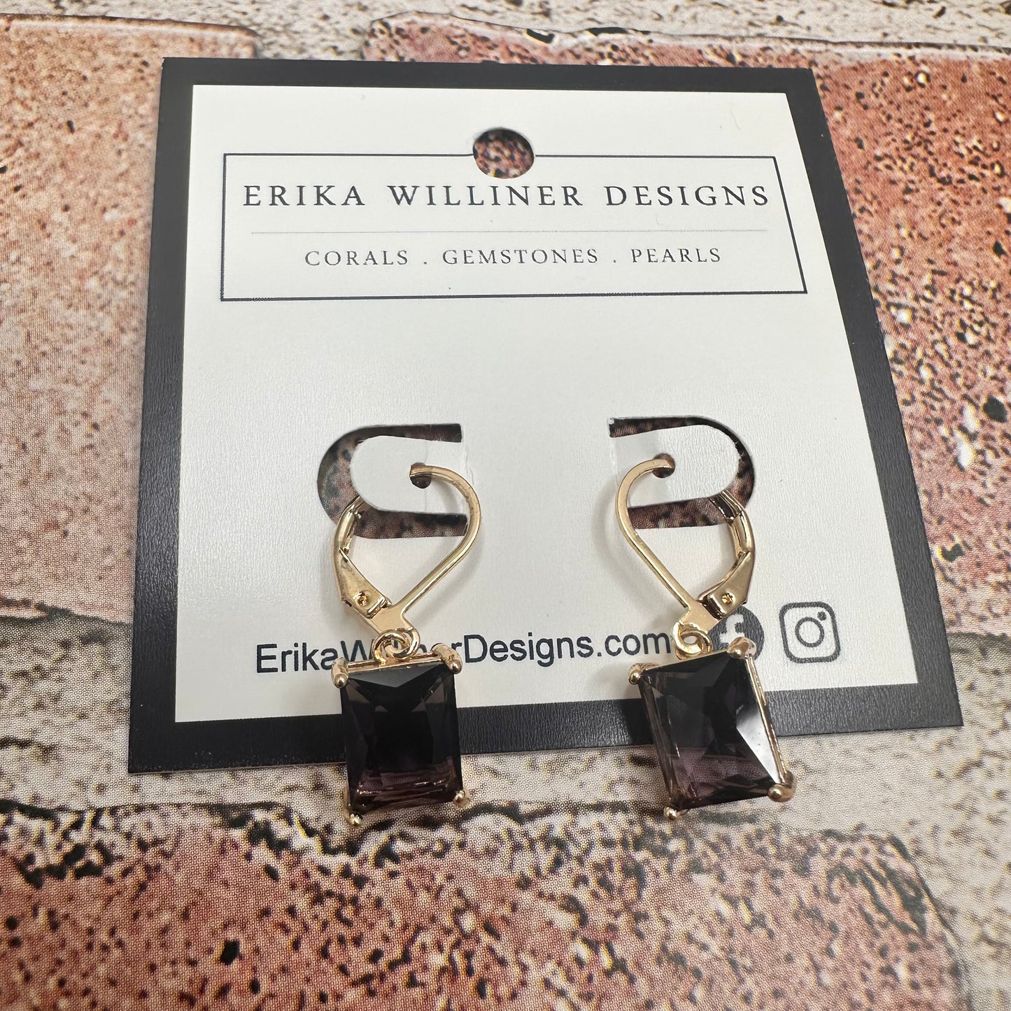 Drop rectangular gemstone earrings | Erika Williner Designs