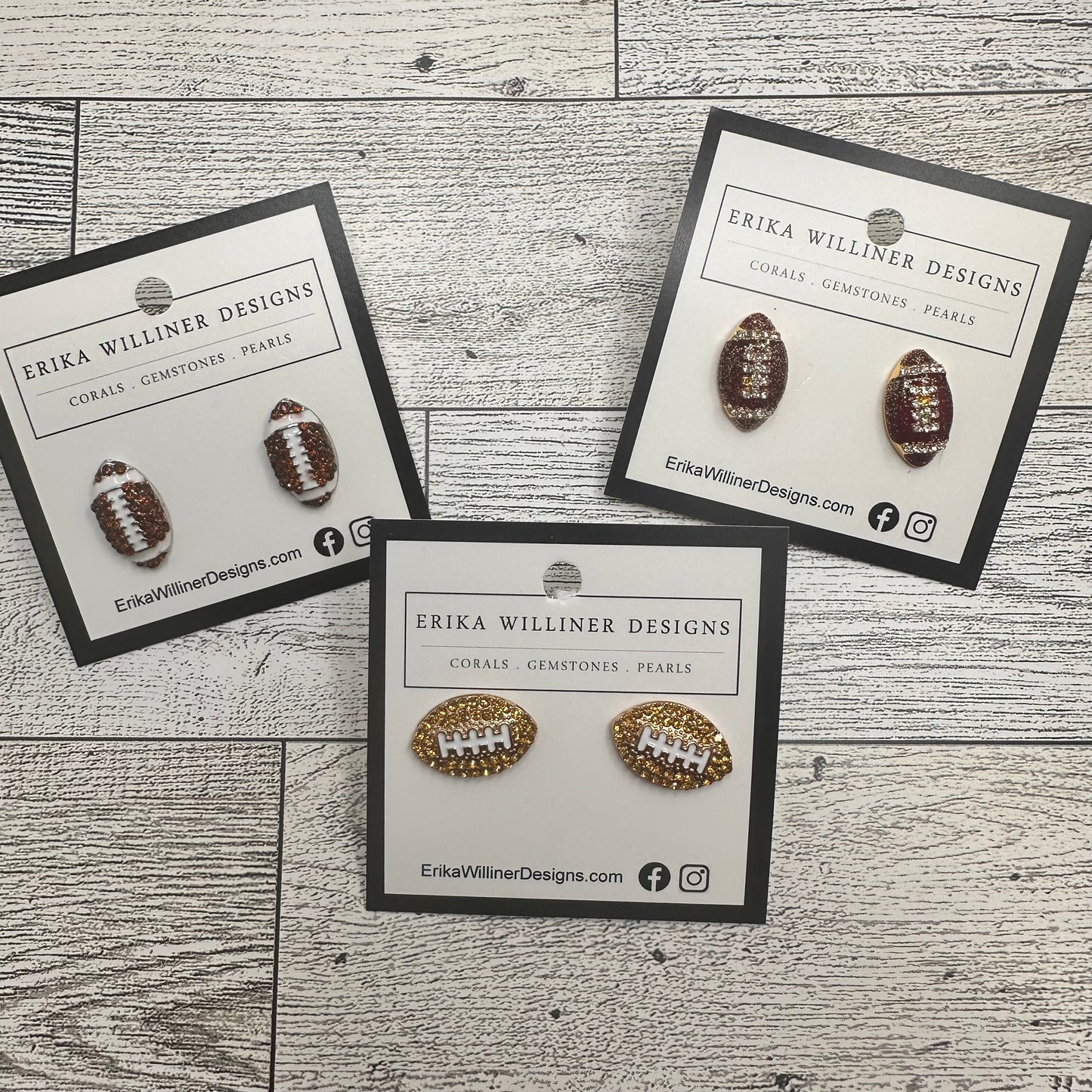 Sparkly Football Stud  Earrings | Erika Williner Designs