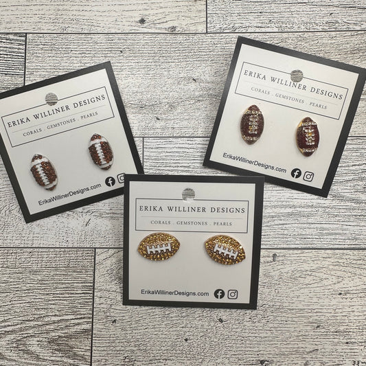 Sparkly Football Stud  Earrings | Erika Williner Designs