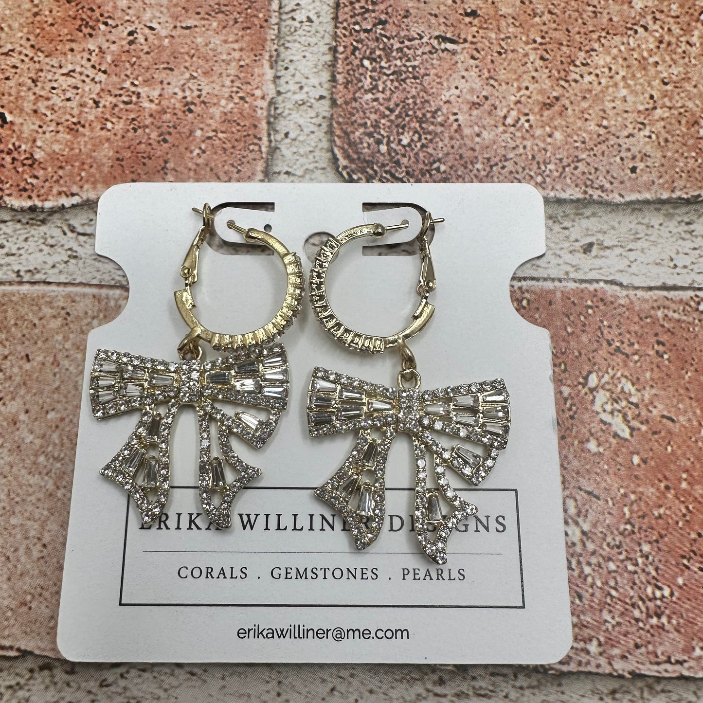 Crystal Bows Earrings with Hoops | Erika Williner Designs