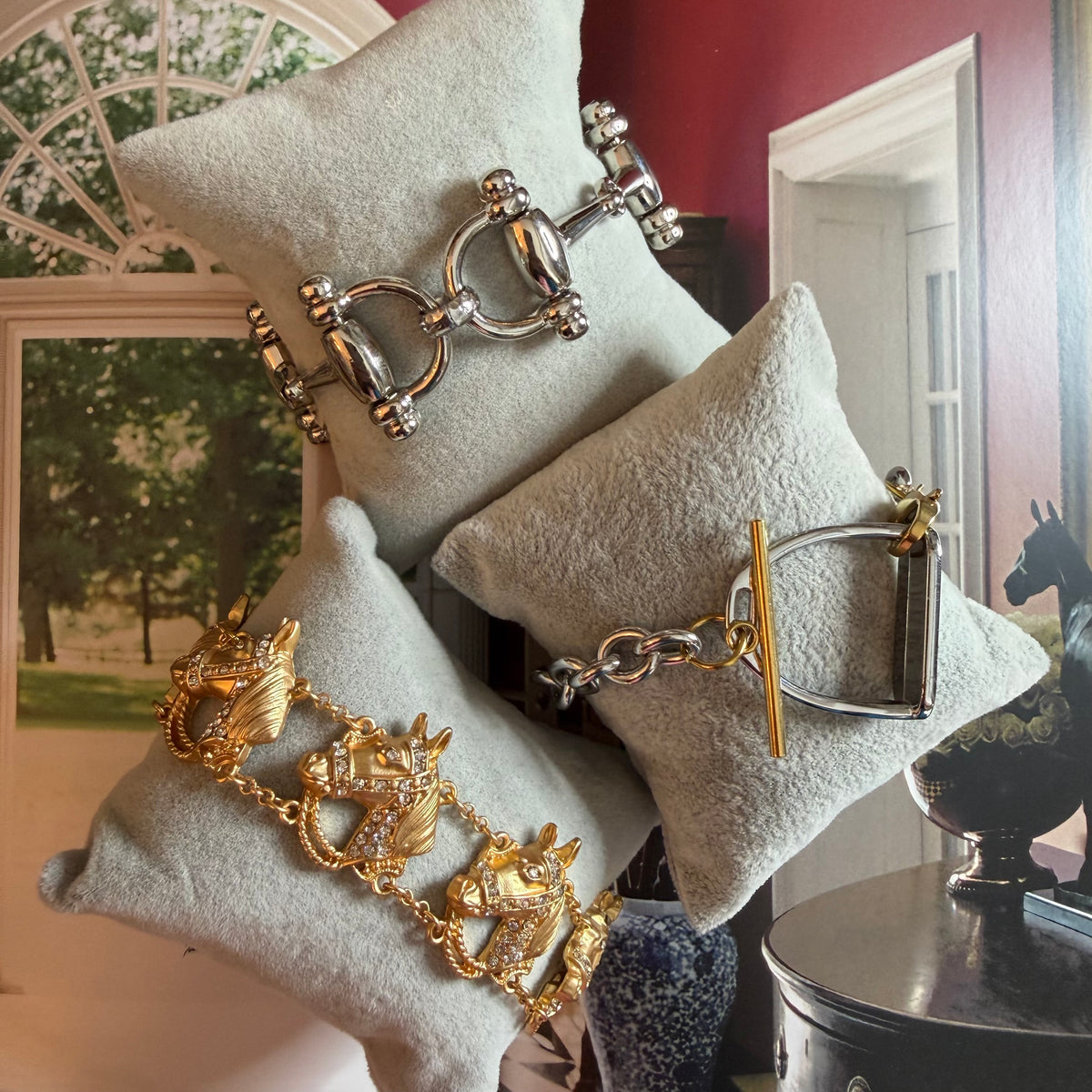 Equestrian Golden Horse Heads Bracelet | Erika Williner Designs