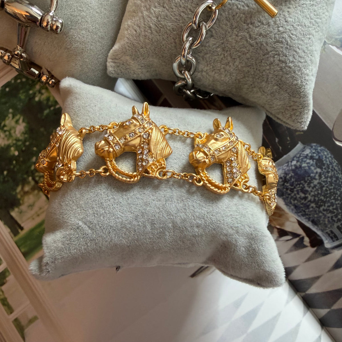 Equestrian Golden Horse Heads Bracelet | Erika Williner Designs