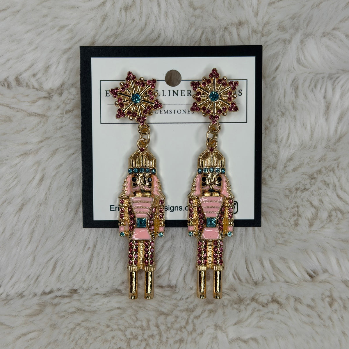 Pink Enamel Nutcracker Dangle Earrings | Erika Williner Designs