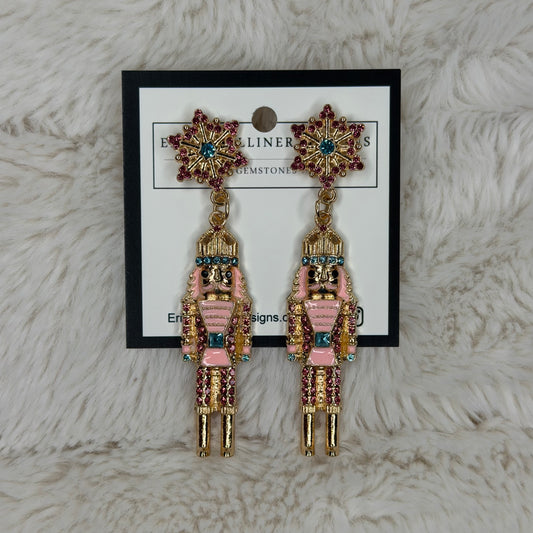 Pink Enamel Nutcracker Dangle Earrings | Erika Williner Designs