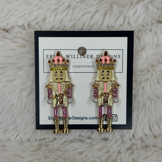 Pink Enamel Nutcracker Earrings | Erika Williner Designs