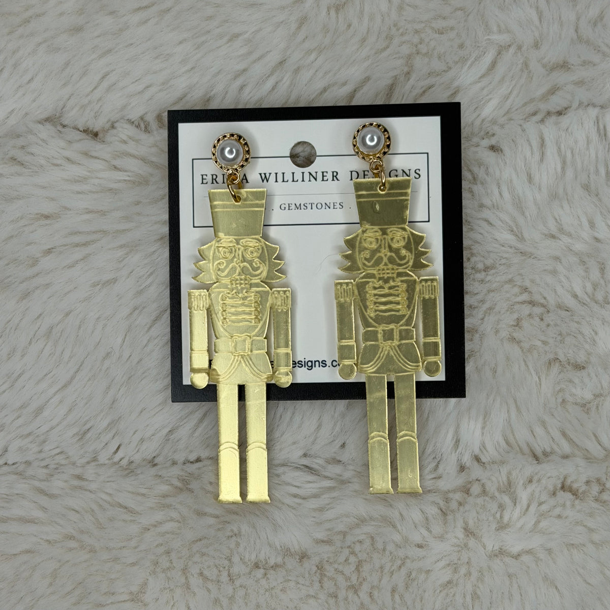 Golden Acrylic Nutcracker Earrings  | Erika Williner Designs