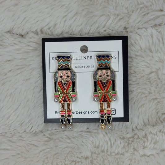 Black and Orange Enamel Nutcracker Earrings | Erika Williner Designs