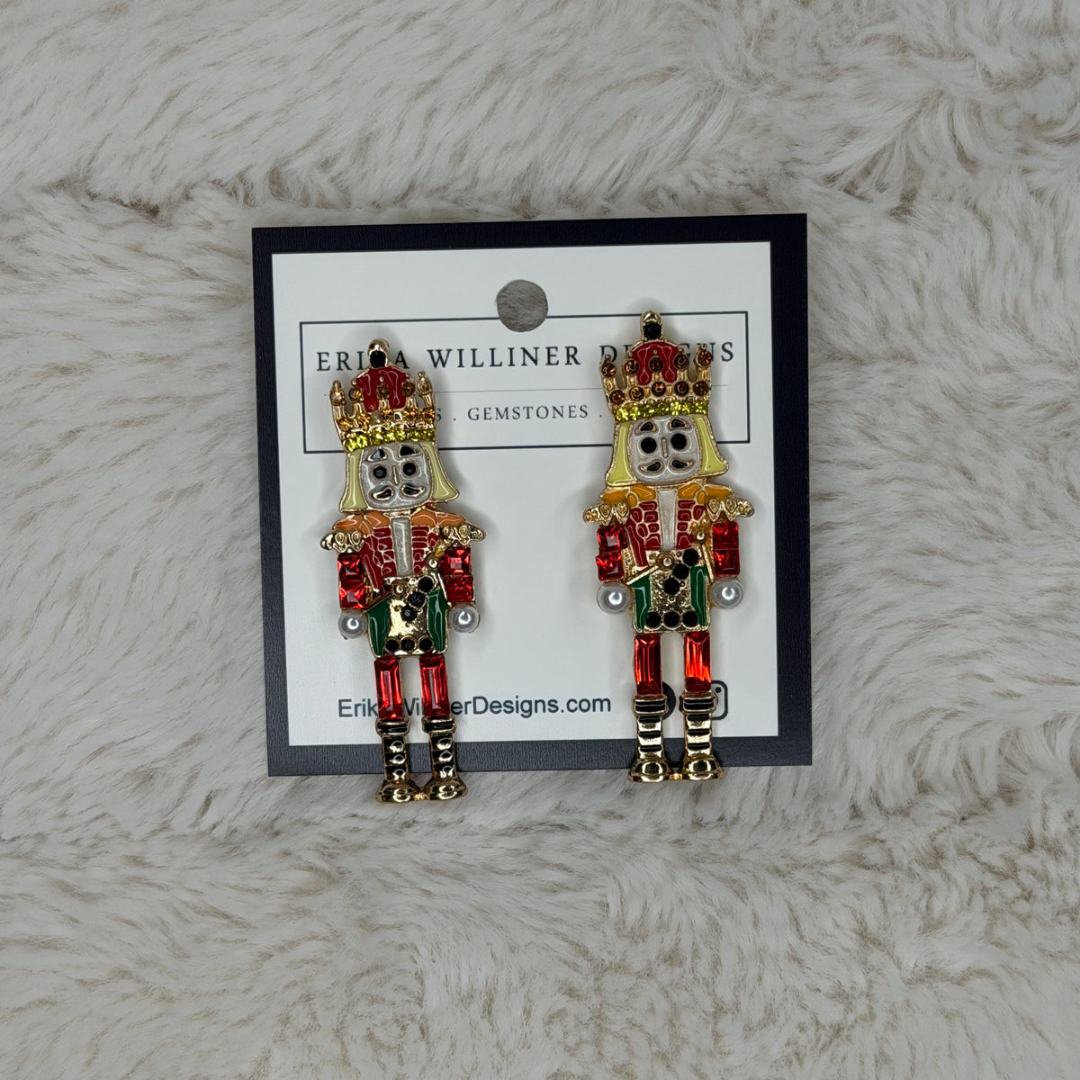Red Enamel Nutcracker Earrings | Erika Williner Designs