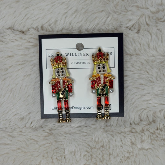 Red Enamel Nutcracker Earrings | Erika Williner Designs