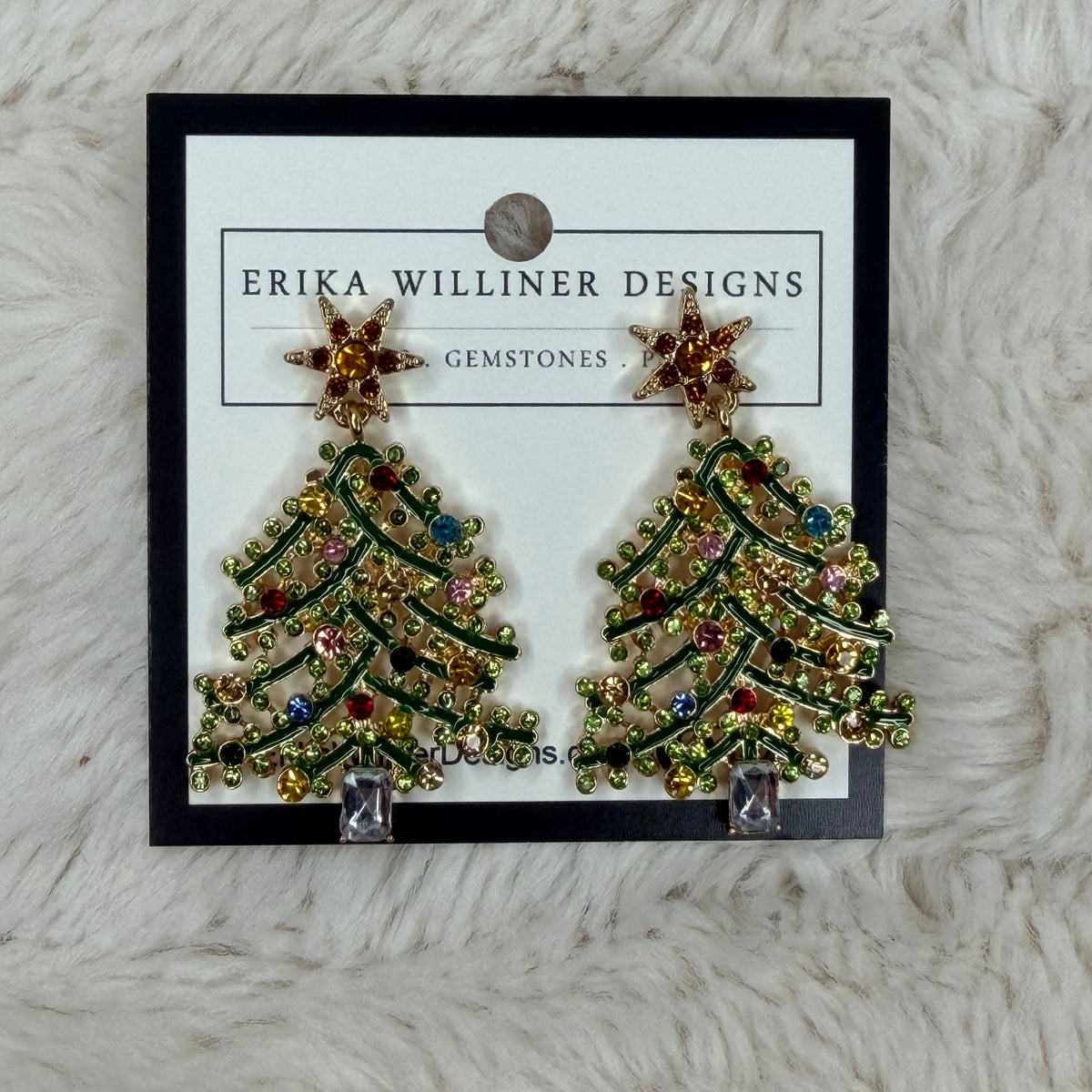 Sparkly Christmas Tree Earrings | Erika Williner Designs