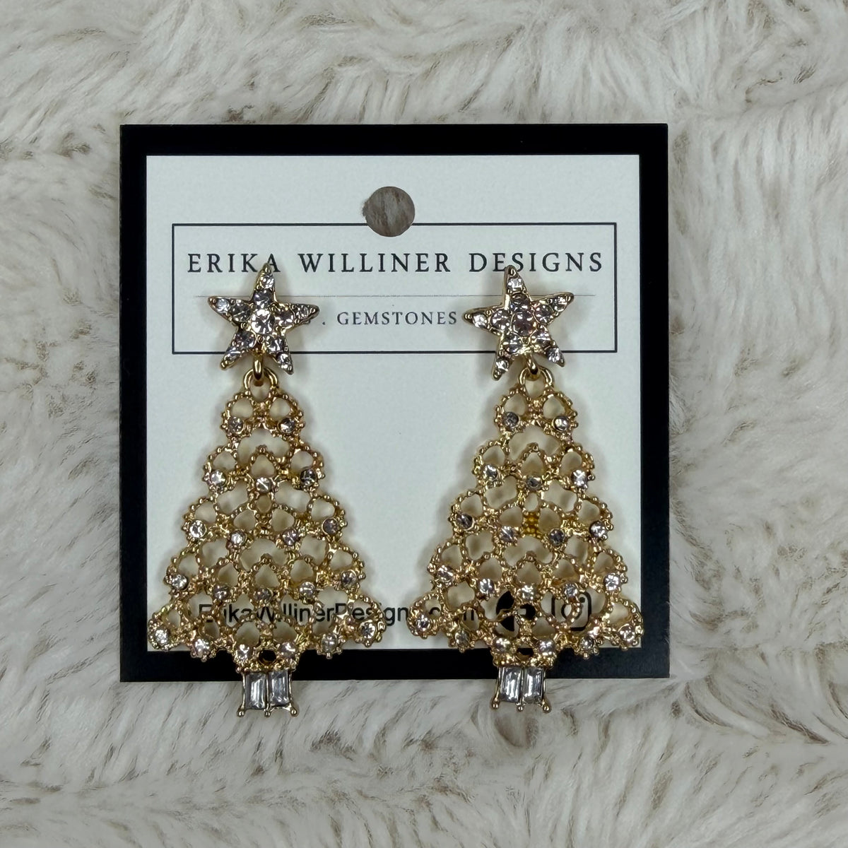 Gold and Sparkles Christmas Tree Earrings | Erika Williner Designs