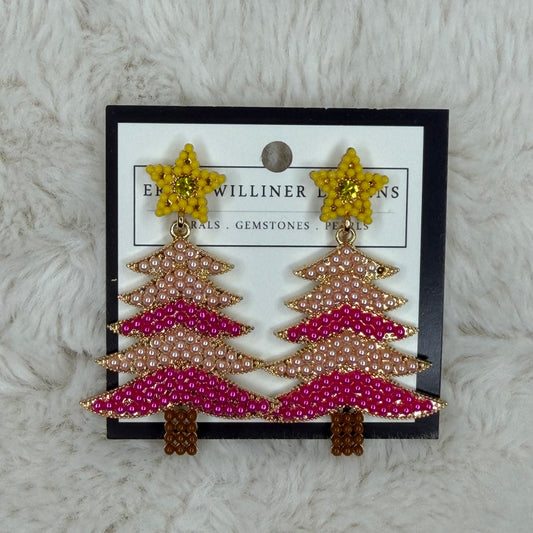 Pink Christmas Tree Earrings | Erika Williner Designs