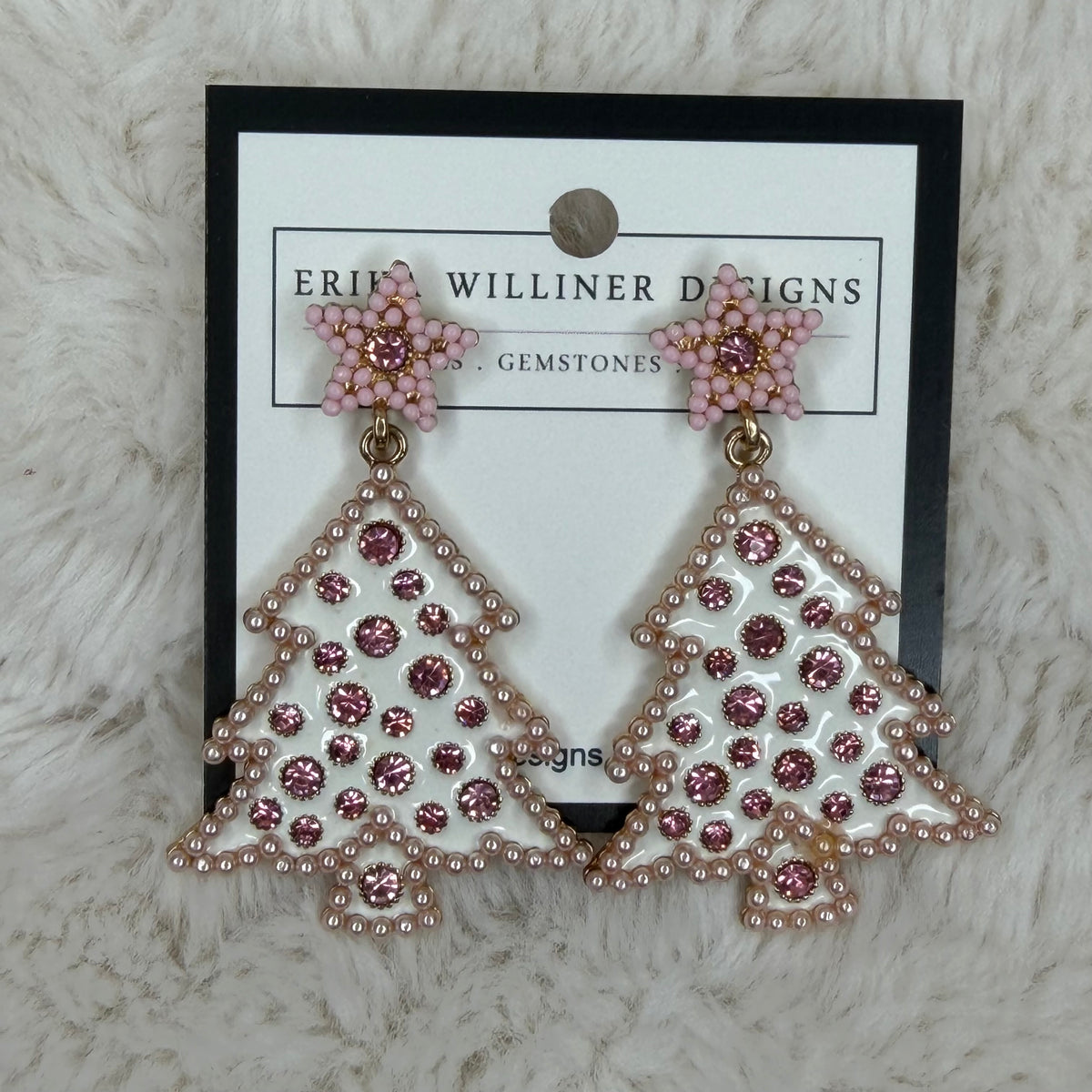 Pink Enamel Christmas Tree Earrings | Erika Williner Designs
