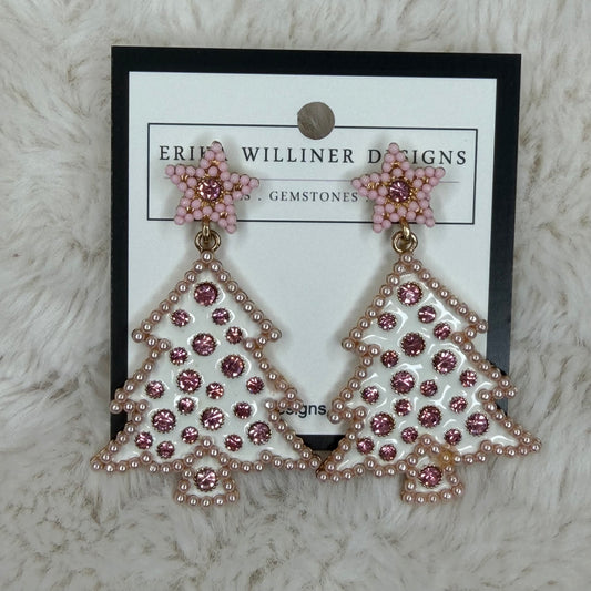 Pink Enamel Christmas Tree Earrings | Erika Williner Designs
