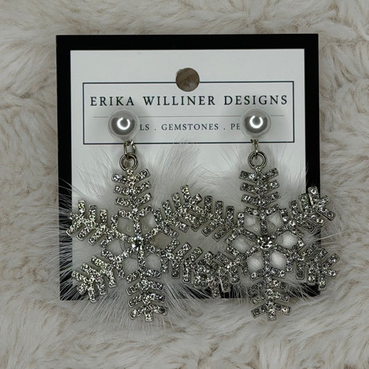 Furry and Sparkly Snowflake Earrings | Erika Williner Designs