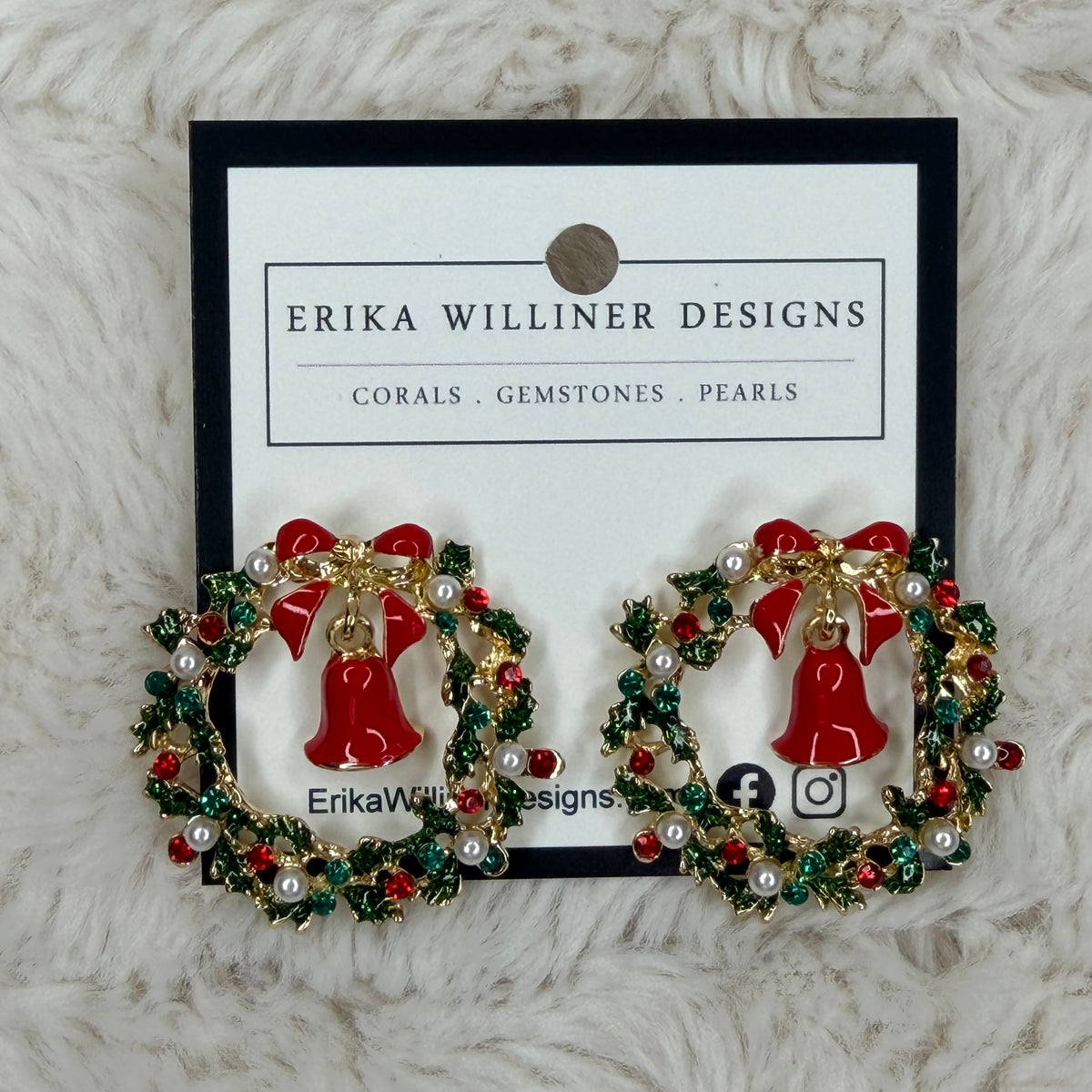 Christmas Wreath with Bell Earrings | Erika Williner Designs