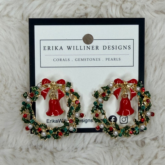 Christmas Wreath with Bell Earrings | Erika Williner Designs