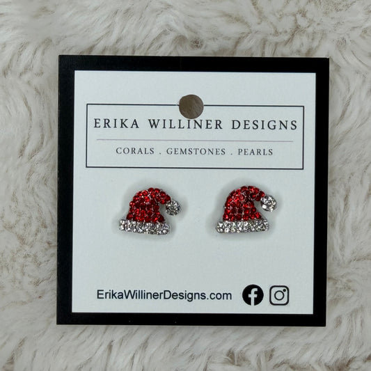 Sparkly Santa's Hat Earrings | Erika Williner Designs