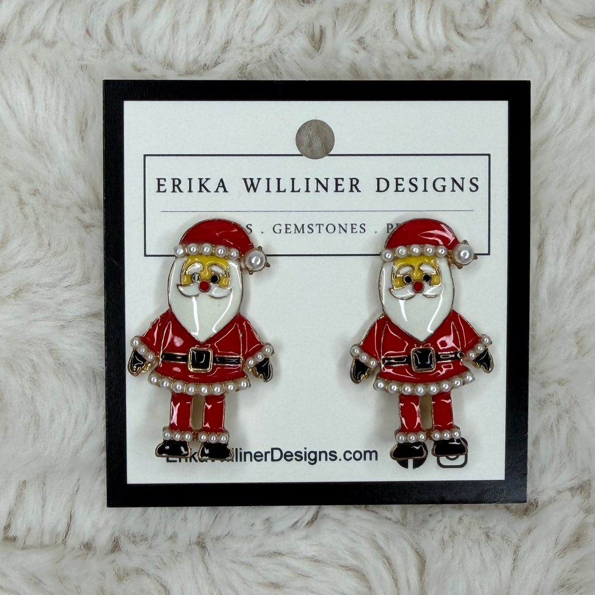 Santa Claus Enamel Earrings | Erika Williner Designs