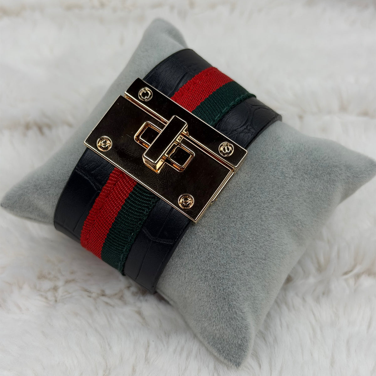 Leather Cuff Bracelet with a Golden Buckle 460-02 | Erika Williner Designs