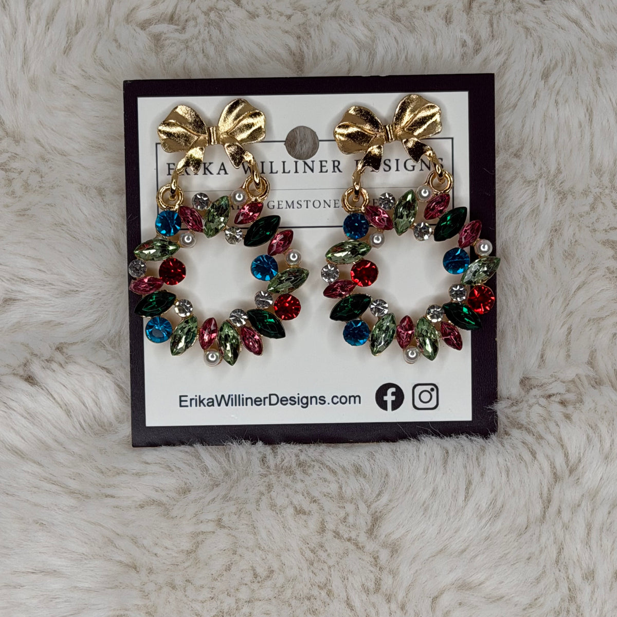 Sparkly Christmas Wreath Earrings | Erika Williner Designs