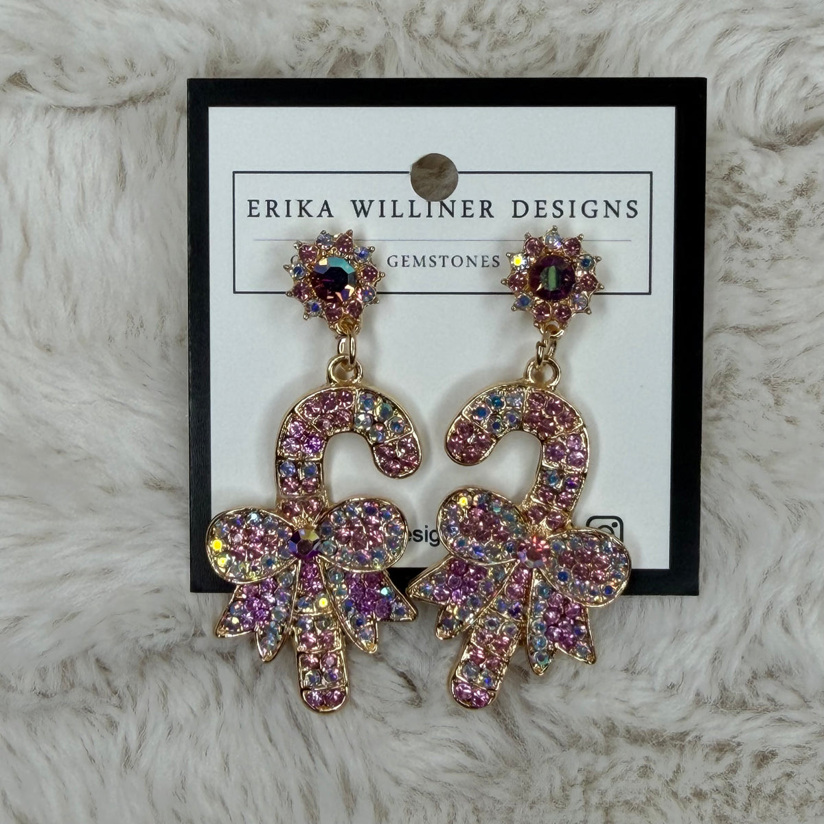 Pink Sparkly Candy Canes Earrings | Erika Williner Designs