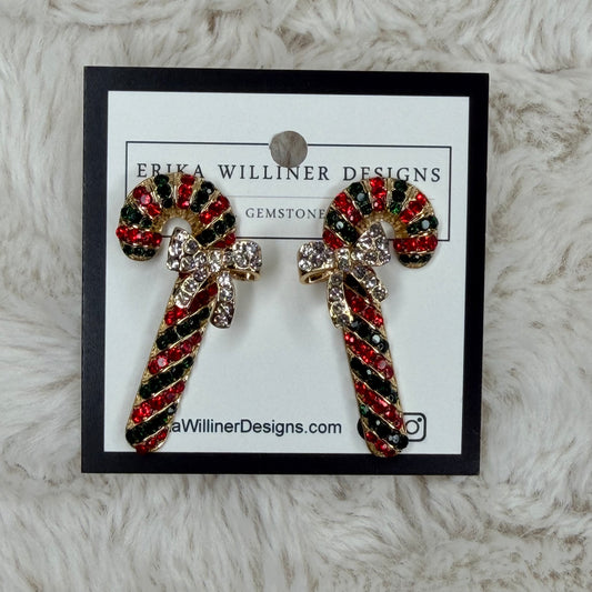 Sparkly Candy canes earrings | Erika Williner Designs