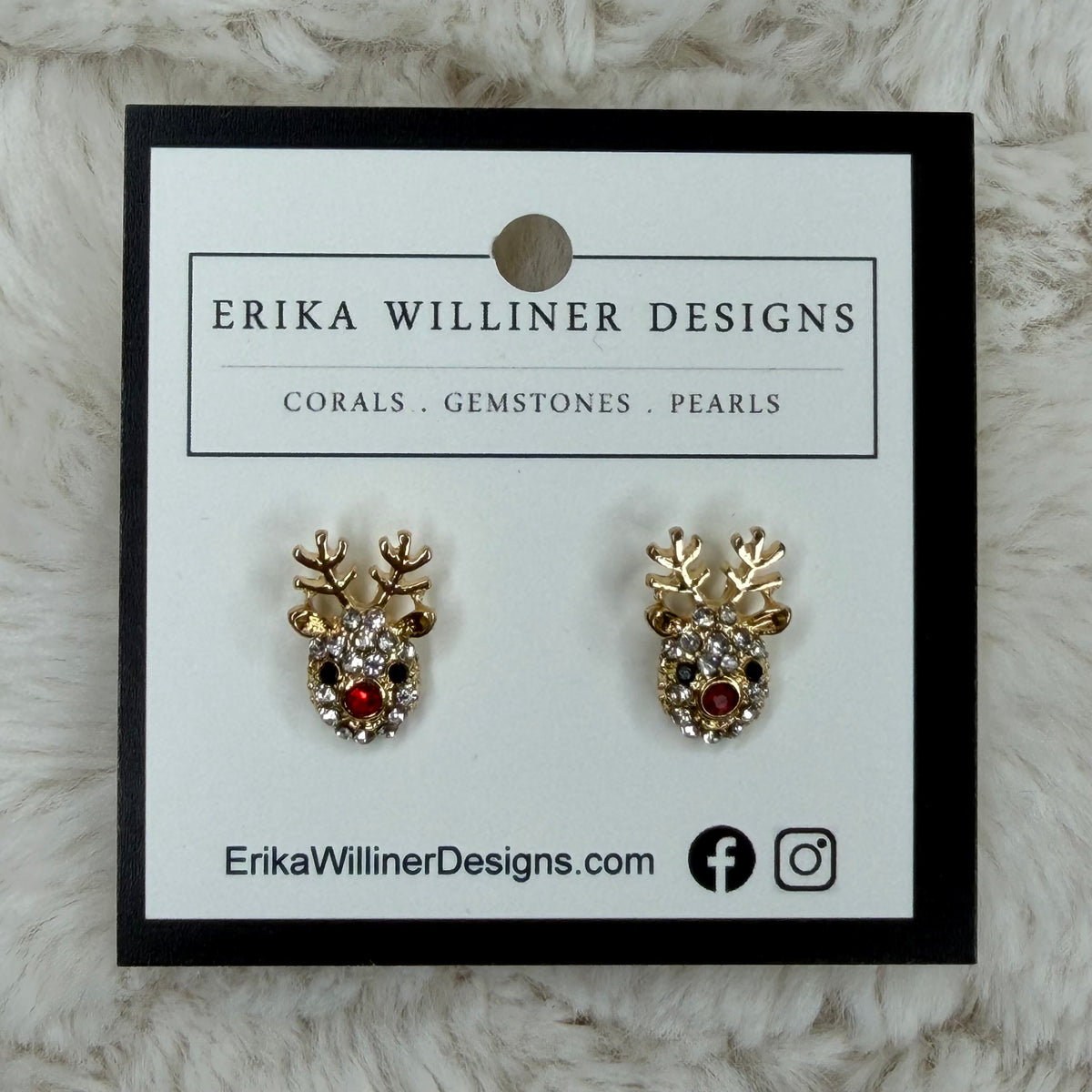 Sparkly Rudolph Studs | Erika Williner Designs