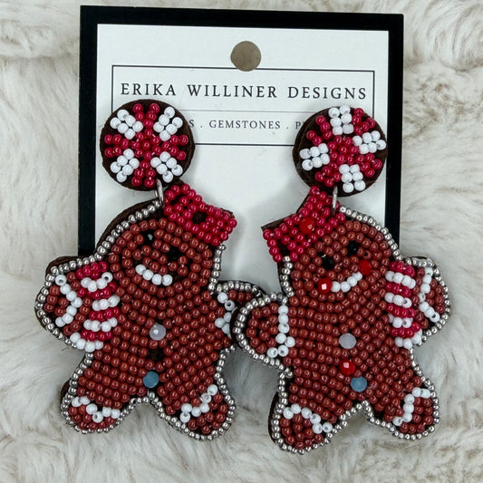 Beaded Ginger bread Girl Earrings | Erika Williner Designs