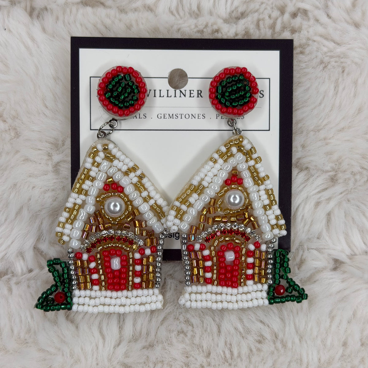 Beaded Ginger Bread House Earrings | Erika Williner Designs