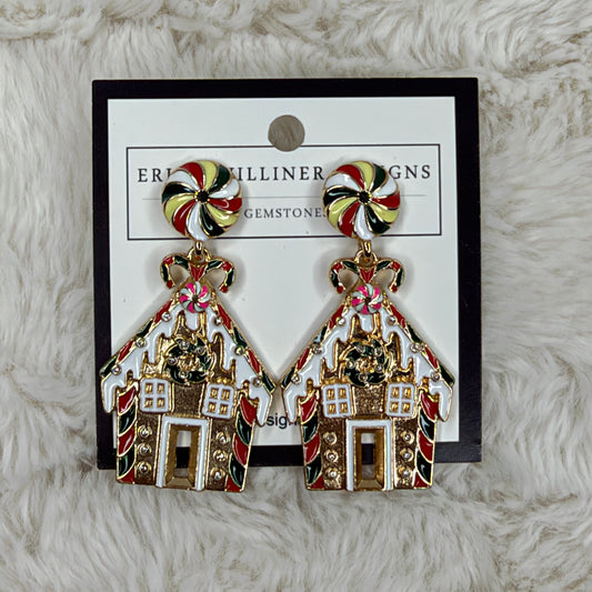 Enamel Ginger Bread House Earrings | Erika Williner Designs
