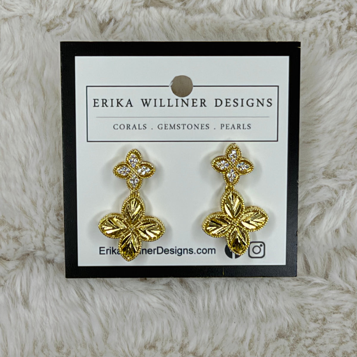 Golden clover earrings | Erika Williner Designs