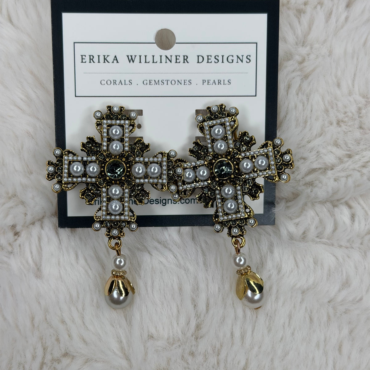 Embellished Cross earrings | Erika Williner Designs