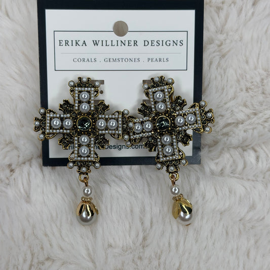 Embellished Cross earrings | Erika Williner Designs